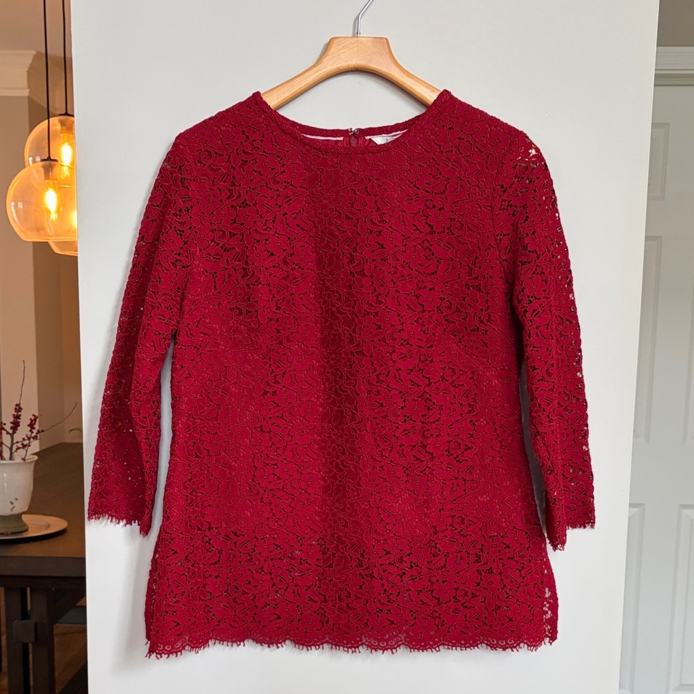 Boden Red Lace Top